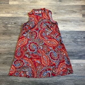 J. Jill Red and Orange Paisley Dress